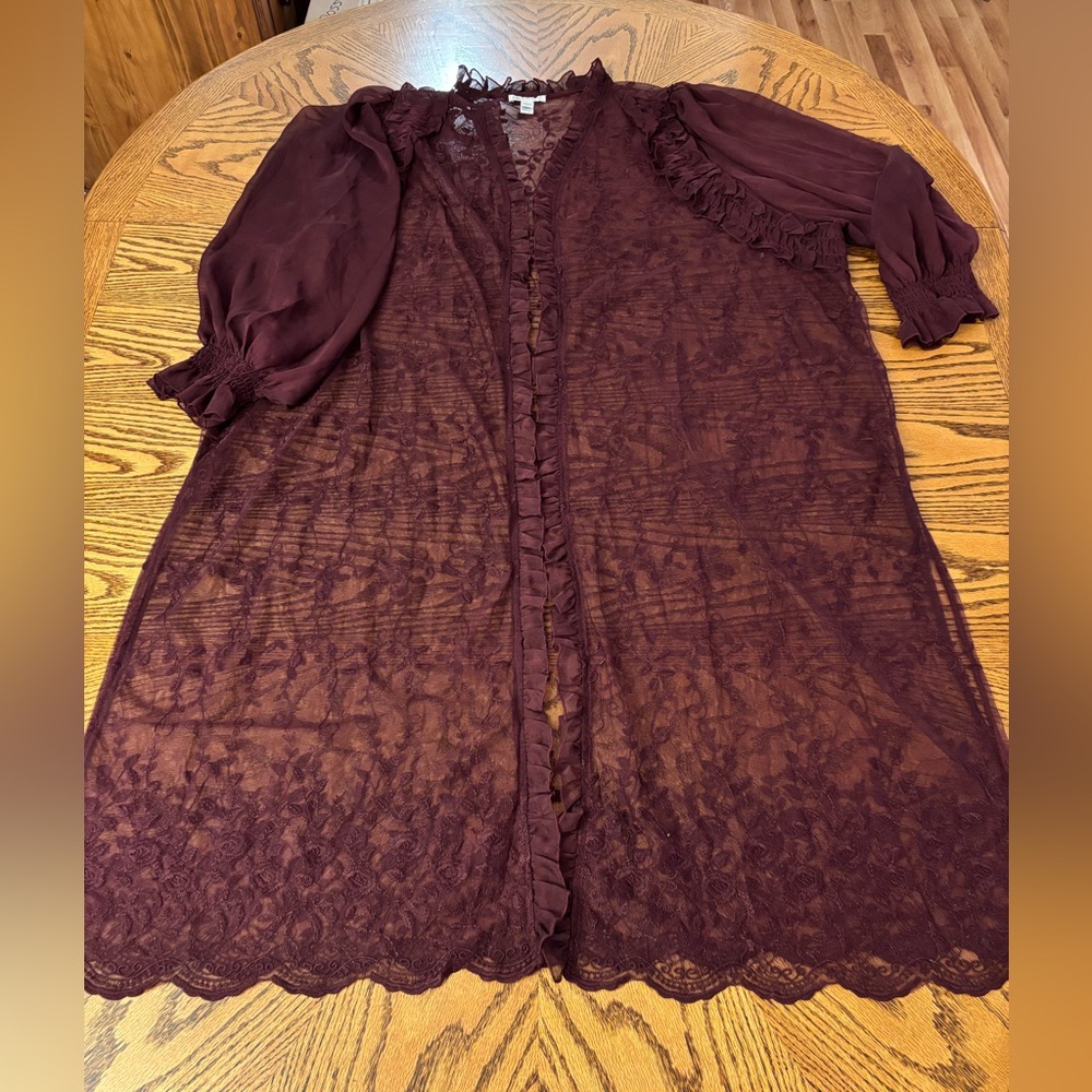 Cato - Maroon Sheer Ruffle Top - Picture 4 of 10